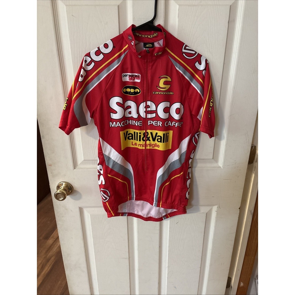 Vintage Saeco Cycling Jersey Bike Racing Bicycle Shirt Red Rare Mens sz M